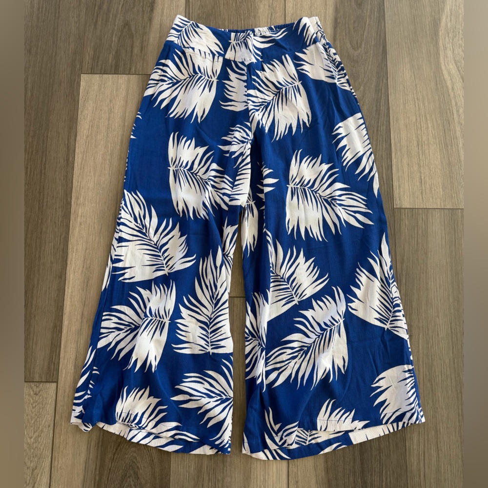 Santiki Blue and White Wide Leg Pants Size Large